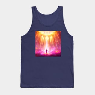 Mystical Heavenly Light Engulfs Lone Monk Tank Top